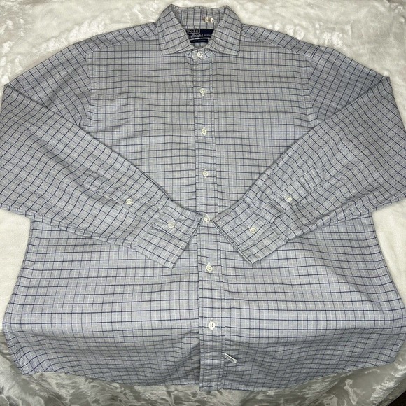 Polo Ralph Lauren Blue Plaid & White Long Sleeve Button-Up Shirt - Picture 8 of 9